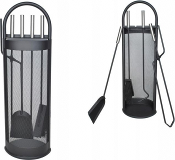 Set accesorii semineu otel cleste carlig perie lopata suport depozitare negru