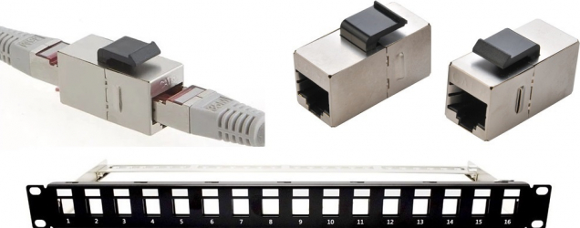 Patch Panel 19 Modular mama-mama / RJ45-RJ45 Echipat cat5e LanKATT FTP/STP 16port x RJ45 1U Tip Feed Through ecranat 