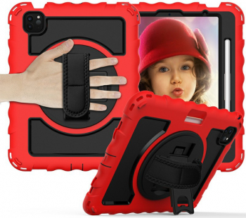 Husa de protectie din silicon dur pentru Apple iPad Air 4 2020 si iPad Pro 11 2018 curea atasabila suport tableta Rosu 