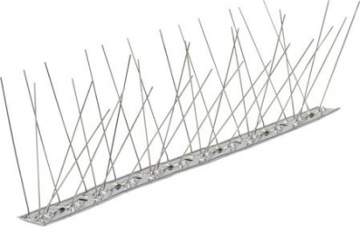 Banda tepi inox 5 metri anti pasari porumbei vrabii pentru pervazuri si acoperisuri set de 5 buc x 100 cm 80 tepi 
