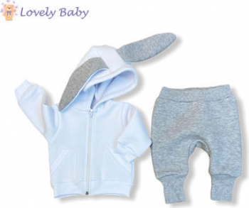 Costum sportiv S01 Lovely Baby alb 74 cm 