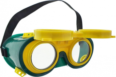 Ochelari de protectie industriali tip masca doua perechi de lentile cu ventilatie indirecta verzi cu galben 
