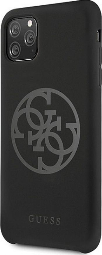 Husa Protectie Originala GUESS pentru IPHONE 11 PRO MAX SILICONE 4G TONE ON TONE GUHCN65LS4GBK Negru 