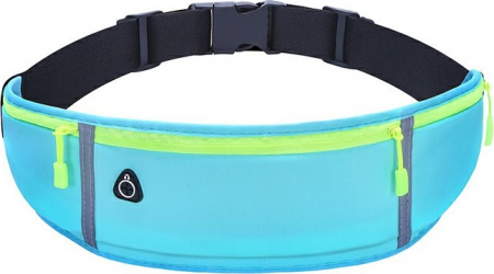Borseta sport pentru alergat cu 3 compartimente pentru telefon mobil si accesorii centura elastica reglabila material impermeabil Bleu Verde 