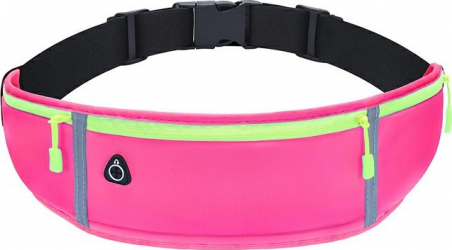 Borseta sport pentru alergat cu 3 compartimente pentru telefon mobil si accesorii centura elastica reglabila material impermeabil Roz Verde 