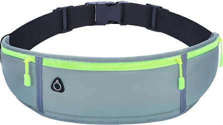 Borseta sport pentru alergat cu 3 compartimente pentru telefon mobil si accesorii centura elastica reglabila material impermeabil Gri Verde 