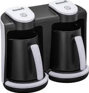Aparat pentru preparat cafea turceasca Hausberg HB-3820AB 2 recipiente 400+400 W avertizare sonora si luminoasa Alb-Negru 