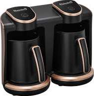 Aparat Pentru Preparat Cafea Turceasca Hausberg HB-3820AU 2 recipiente 400+400 W avertizare sonora si luminoasa Auriu-Negru 