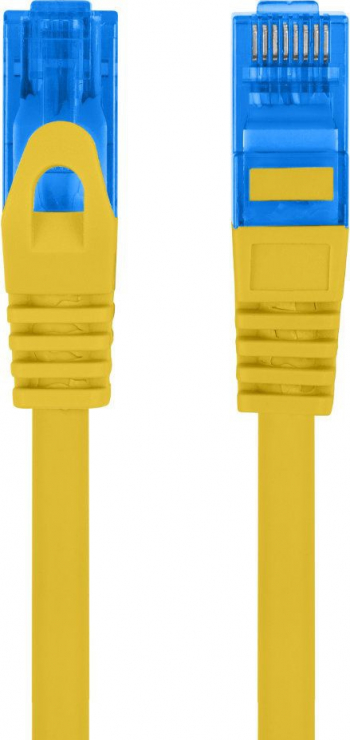 Cablu ecranat S / FTP Lanberg cat.6A lungime 2m AWG 26 500 MHz LSZH mufat 2xRJ45 ethernet galben 