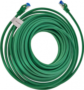 Cablu ecranat S / FTP Lanberg cat.6A mufat 2xRJ45 lungime 15 m AWG 26 500 MHz LSZH de legatura retea ethernet verde 