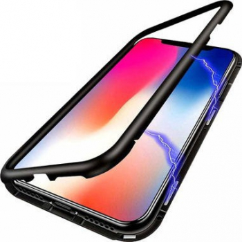 Husa Magnetic Glass 360 sticla spate si bumper pentru Huawei P40 Lite E Black 