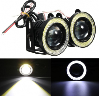Set 2 Proiectoare cu Lupa LED Angel Eyes 64 mm 