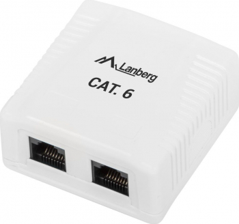 Priza dubla UTP cat 6 neecranata Lanberg montaj aparent 2 x RJ45 alba 