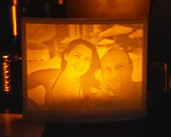 Lampa de veghe personalizata cu poza realizata prin printare 3D PLA alb 13 x 13 cm 