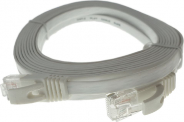 Cablu UTP cat.6 mufat 2xRJ45 lungime 5m plat de legatura retea ethernet alb 