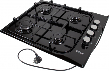 Plita incorporabila Gaz gpl sau natural Aprindere electrica 4 arzatoare 60x50 cm Negru / Z-LINE 0041 