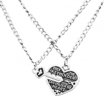 Set Lantisoare BFF BEST Friend FRIENDS Inima + Cheie Vintage 