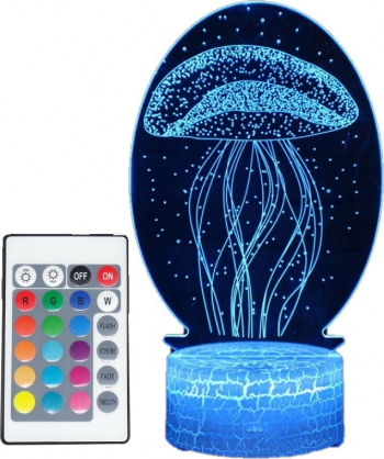 Lampa De Veghe 3D LED MEDUZA 16Culori schimbare culoare prin telecomanda 
