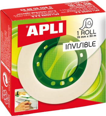 Banda adeziva APLI 19 mm x 33 m invisible 