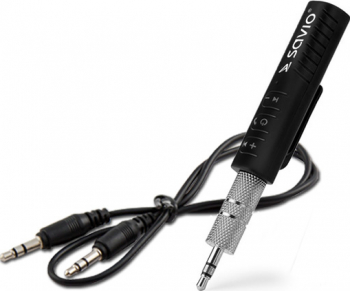 Receptor Bluetooth Audio Savio TR-11 Receiver Muzica Auto 3.5 mm Auxiliar Microfon Muzica si Apeluri In Masina Negru 