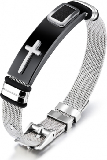 Bratara Cross Black and Silver 