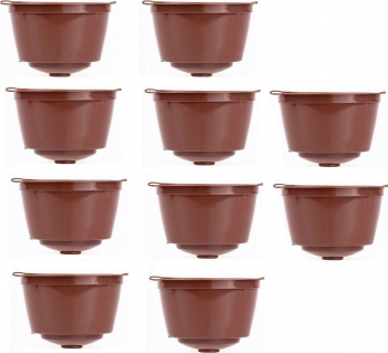 Set 10 Capsule cafea reutilizabile reincarcabile lavabile compatibile Dolce Gusto d10 maro 