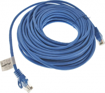 Cablu UTP Lanberg cat.5e mufat 2xRJ45 lungime 15m AWG 26 100 MHz de legatura retea ethernet albastru 