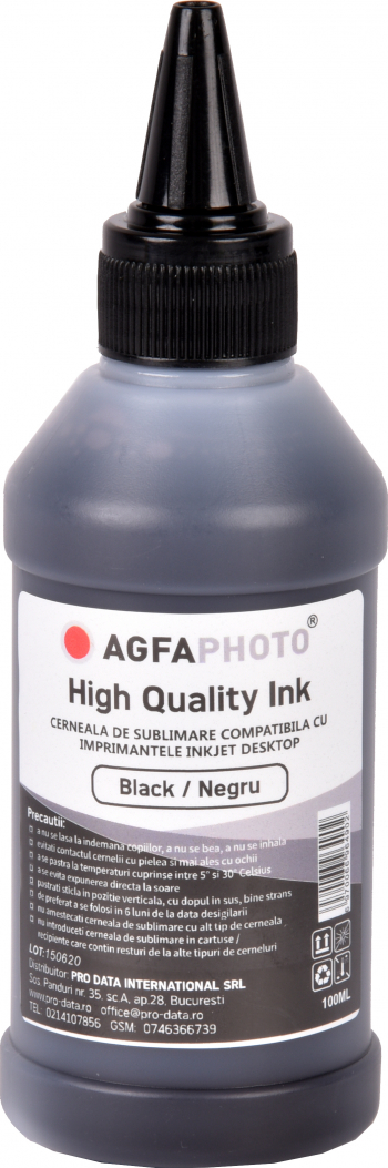 Cerneala de sublimare black / neagra Agfa Photo in flacon de 100ml 
