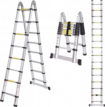 Scara Dubla Telescopica 160/320cm din Aluminiu Multifunctionala Inaltime Reglabila Pliabila 