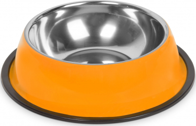 Bol pentru Mancare sau Apa pentru Caini sau Pisici Material Inox Diametru 22cm Culoare Portocaliu 