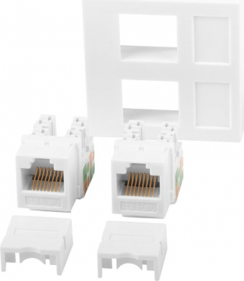 Priza dubla 2 x RJ45 Lanberg fixare keystone 2 x Cat 6 UTP dimensiune panou 45 x 45 mm modulara alba 
