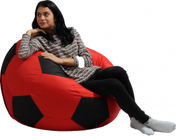 Fotoliu Puf Minge Telstar XL - Teteron Red and Black pretabil si la exterior umplut cu perle polistiren 