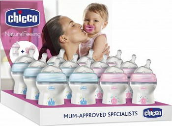 Set promo Chicco biberon 150ml si suzeta silicon roz 0luni+ 