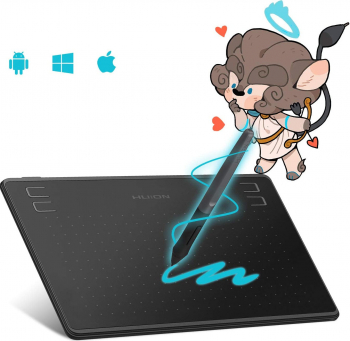 Tableta grafica 6.3x4 compatibila Windows MacOS si Android 4 taste rapide 266 PPS 8192 niveluri presiune PW100 Pen include 8 varfuri 