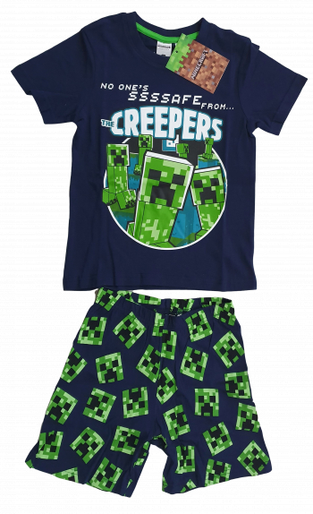 Pijamale copii Minecraft Creeper - 5 - 6 ani Albastru/Verde
