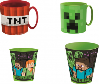 Set 4 Pahare Minecraft pentru microunde plastic Multicolor 