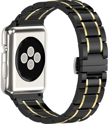 Curea Ceramica MTP Premium 5Lynk Negru si Auriu Pentru Apple Watch 44mm 