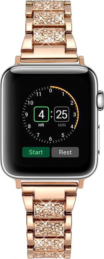 Curea Metalica Premium MTP Rose Gold Insertii Stralucitoare Cu pietricele pentru Apple Watch 40mm 