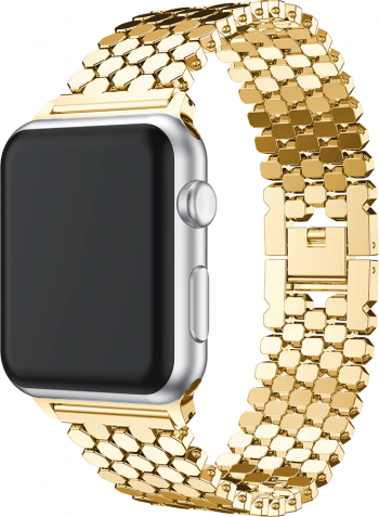 Curea Metalica Zale Hexagonale MTP Premium Auriu pentru Apple Watch 44mm 
