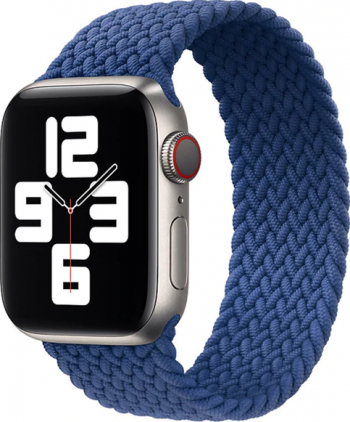Curea pentru Apple Watch Braided Solo Loop Compatibila cu Apple Watch 1/2/3/4/5/6 Albastru 44 mm 