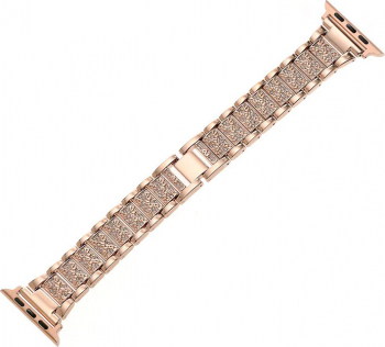 Curea pentru Apple Watch Metalica Shiny Style Compatibila cu Apple Watch 1/2/3/4/5/6 Rose Gold 40 mm 