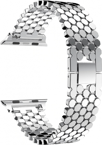 Curea pentru Apple Watch Metalica Shiny Style si Zale Deschise Compatibila cu Apple Watch 1/2/3/4/5/6 Silver 40 mm 