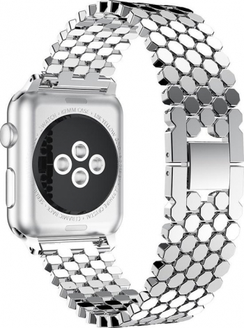 Curea pentru Apple Watch Metalica Zale Tip Fagure Compatibila cu Apple Watch 1/2/3/4/5/6 Silver 40 mm 