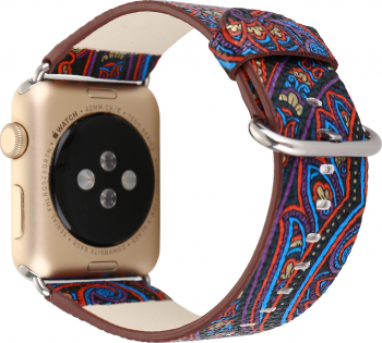 Curea pentru Apple Watch Piele Model Traditional Compatibila cu Apple Watch 1/2/3/4/5/6 Rosu and Albastru 44mm 