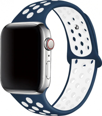Curea pentru Apple Watch Silicon Sport Compatibila cu Apple Watch 1/2/3/4/5/6 Alb/Albastru 38mm 