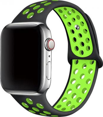 Curea pentru Apple Watch Silicon Sport Compatibila cu Apple Watch 1/2/3/4/5/6 Verde/Negru 38mm 