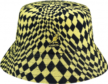 Palarie Kangol Warped Check Bucket Bleumarin-Galben 