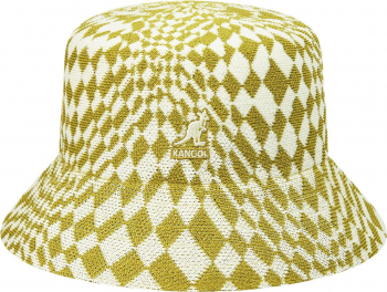 Palarie Kangol Warped Check Bucket Galben-Alb 