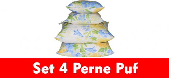 SUPER OFERTA - 3 Perne traditionale puf de gasca plus 1 PERNA CADOU HTT dimensiuni 2x40x40x20 cm si 2x70x70x20 cm cusatura dubla 