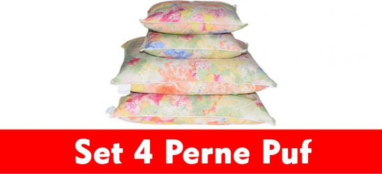 SUPER OFERTA - 3 Perne traditionale puf de gasca plus 1 PERNA CADOU HTT dimensiuni 2x40x40x20 cm si 2x70x70x20 cm cusatura dubla 
